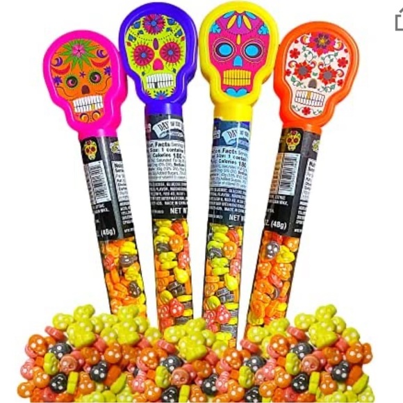 Sugar Skull Plastic Candy Tubes with Hard Candies Inside,Party Favors,NWT - Picture 7 of 10